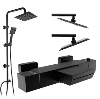 Čierna sprchová batéria Reihe TERMO + exponovaný sprchový set Loge Denis