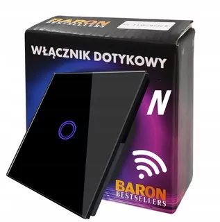 Jednodotykový spínač, pod omietku, diaľkovo ovládaný BarON black FS-WL1B / Black