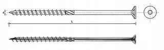 Skrutka do dreva s kužeľovou hlavou na TORX 5 × 80 mm T25