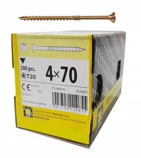 Tesárske skrutky 4 × 70 TORX kužeľová hlava
