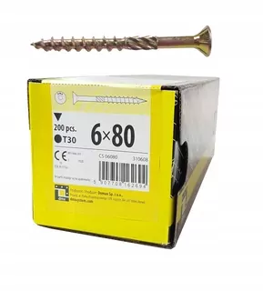 Tesárske skrutky 6 × 80 TORX kužeľová hlava 200ks