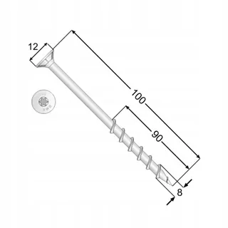 Skrutky, šróby - GAWBETON GAUTIONS 8x100 TORX kontrolovať, ako 50ks