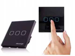 Vypínač svetla - BLACK GLASS LIGHT SWITCH LED podsvietenie