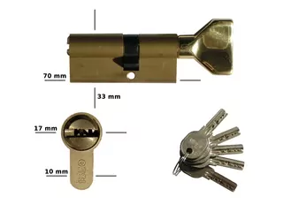 Vložte pomocou gombíka ISEO 5 Keys Cutter. Mosadz