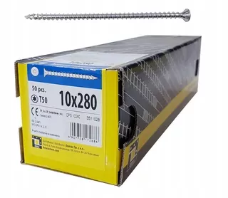 Skrutky, šróby - Plný závit CPS 10x280 Ciesielski hlavy skrutky kužeľ