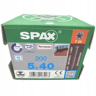 Skrutky, šróby - Spax skrutky k terasové dosky 5x40 A2.