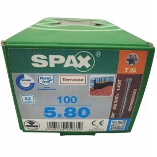 Skrutky, šróby - Spaxa2 skrutky 5x80 terasové dosky 100ks striebro