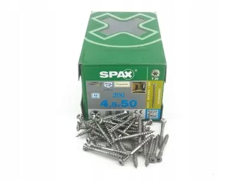 Skrutky, šróby - Skrutkovač terasa fasáda Spax 4.5x50 A2 200ks Silver