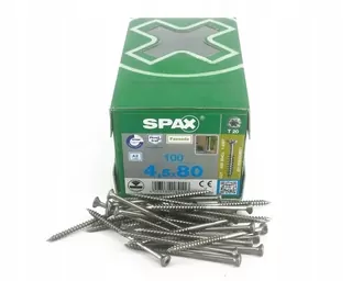 Skrutky, šróby - Skrutkovač terasa Fasádne Spax 4.5x80 A2 100ks striebro