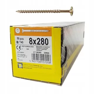 Tesárske skrutky DMX s držiakom TX 8,0 × 280 (50 ks)