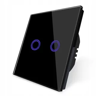 Dotykový sklenený svetlo spínač dvojnásobný čierny led wifi