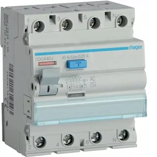 RCCB 3P+N 40 A 30mA 6kA AC CDC440J diferenciálny prepínač prúdu