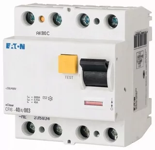 Prúdový chránič 4P 40 A 30mA AC EATON CFI6-40/4/003-BL