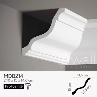 Vysoká stropná lišta biela MDB214 14,6 cm