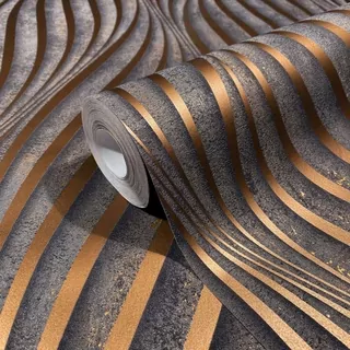 3D vzor - WAVE - meď - betón - TAPETA - netkaná textília - Marburg
