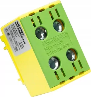 Zbernicový konektor 1,5-50mm² 2P (4 otvory) žlto-zelený