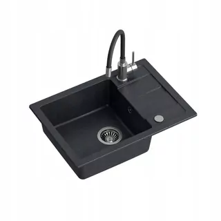 Kuchynský drez - GRANITE DOPLES 1-KOM BLACKE S BATTERUMENTOM + DÁSUM