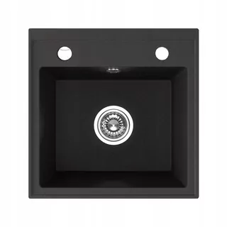 Kuchynský drez - GRANITE DOPLNOSŤ 1-COMBER BLACK 44X44 CM S SIPHONOM