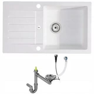 SADA: Jednokomorový drez NATALIE s odkvapkávačom – automatický sifón SPACE SAVING v cene sady