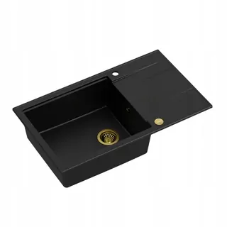 Kuchynský drez - GRANITE DOPLESKA ZAHRNUTÁ ČIERNA 86X50 CM GOLD