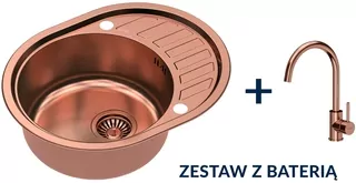 Súprava oceľový drez CLINT SteelQPVD + kuchynská batéria INGRID + sifón s odtokovou súpravou 3,5"