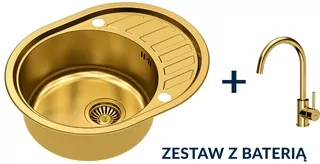 Súprava oceľový drez CLINT SteelQPVD + kuchynská batéria INGRID + sifón s odtokovou súpravou 3,5"
