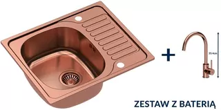 Sada oceľový drez SYLVESTER SteelQPVD + kuchynská batéria INGRID + sifón s odtokovou súpravou 3,5"