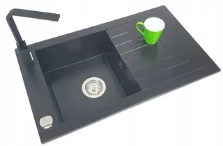 Kuchynský drez - GRANITE DOASH 78X46 + ČIERNA BATTERY + AUTO SIPHON