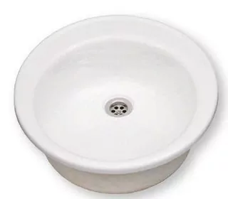 Okrúhly akrylový drez fi48 1-KOMOROWY biely + sifón pre drez