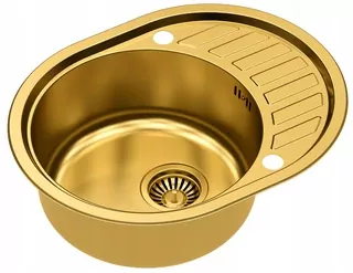 Oceľový drez CLINT 211 ZLATÝ SteelQ PVD + sifón s