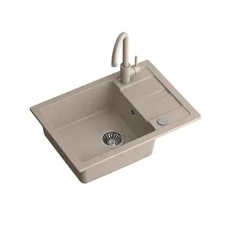 Kuchynský drez - GRANITE DOPLES 1-KOM 62X44 BEIGE s batériou