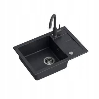 Kuchynský drez - GRANITE DOPLES 1-Kom 62 × 44 čierna s batériou