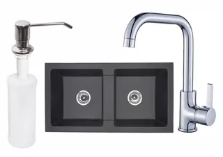 Kuchynský drez - GRANITE DOPLECH 2-KOM BATTERY CHROME DISPENSER