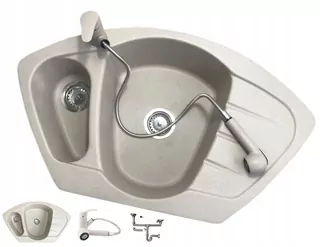 1. Rohový žulový drez COMPACT