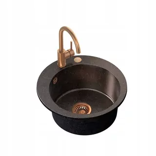Jednokomorový drez okrúhly 51 cm s batériou