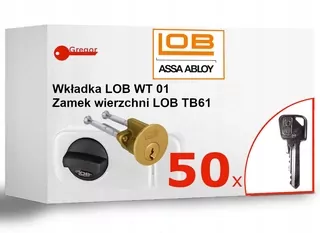 Zámok TB61 BIELA a patentová vložka WT01 pre horné zámky mosadz 50 KLÚČOV