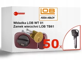 Zámok TB61 BRÚZOVÝ a patentová vložka WT01 pre horné zámky mosadzné 50 KLÚČOV