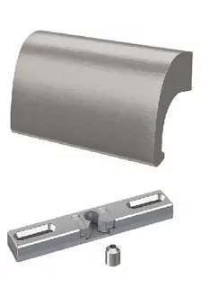 Západka balkónových dverí stĺpik pohyblivý + kľučka De Luxe INOX + skrutky