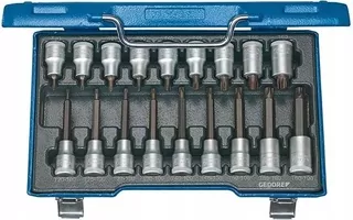 Sada skrutkovačov 1/2" pre drevotrieskové dosky s nástavcom Torx 20-T60, 18-dielna. GEDORE
