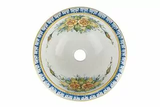 Mazzo di fiori - okrúhly keramický drez taliansky - zapustený do dosky