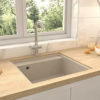 Kuchynský drez - Kuchynský drez s prepadovým otvorom, béžovej, gran
