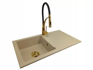 Žula jednokomorový umývateľ mira + zlatý sifón + zlatá bateria