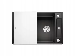 BLANCO AXIA III 45 S-F Silgranit PuraDur čierny, automatický korok, sklenená doska + ZADARMO