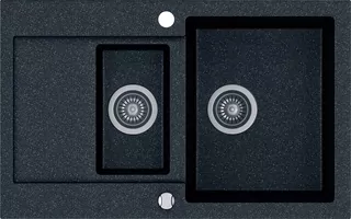 Žulová umývadlo dvojkomorové Kernau KGS H 6080 1,5B1D BLACK METALLIC