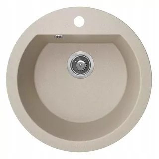 Žulová umývadlová doska béžová 1-komorová DAFNE Ø510mm SBD_480T