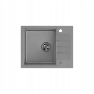 Kuchynský drez - 1-Kom 62 × 50 × 20cm Granite Sink + Siphon, Gray