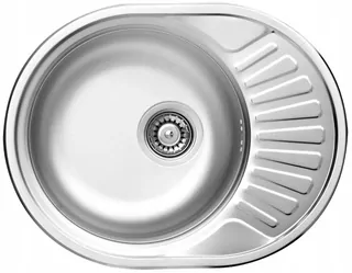 Oceľový drez oválny 1-komorový 58 × 45 cm s odkvapkávačom Deante TWIST ZEU 011C satén