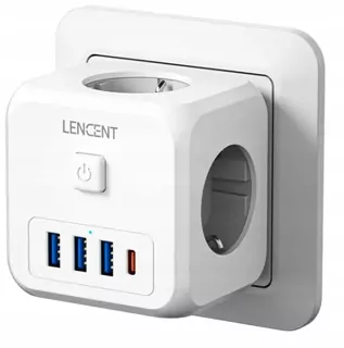 Elektrická zásuvka, USB rozbočovač Lencent biely