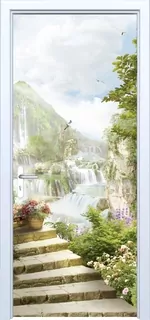 Fototapeta - Nástenné nástenné maľby, dyha, dvere, schody, kaskáda