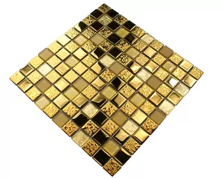 Sklenená sklenená mozaika 30 x 30 cm odtiene žltej a zlatej
